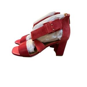 Donald Pliner Women's Pavla Sparkle Cork Slingback Heel Sandals Tomato‎ Size 6.5